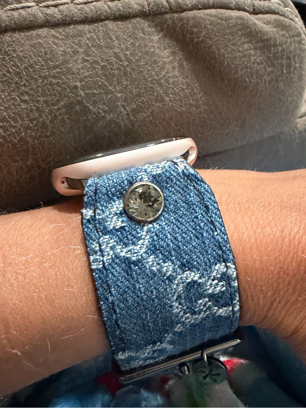 Gucci Blue Denim and Black Leather Watch Strap Adapter - Picture 5 of 6